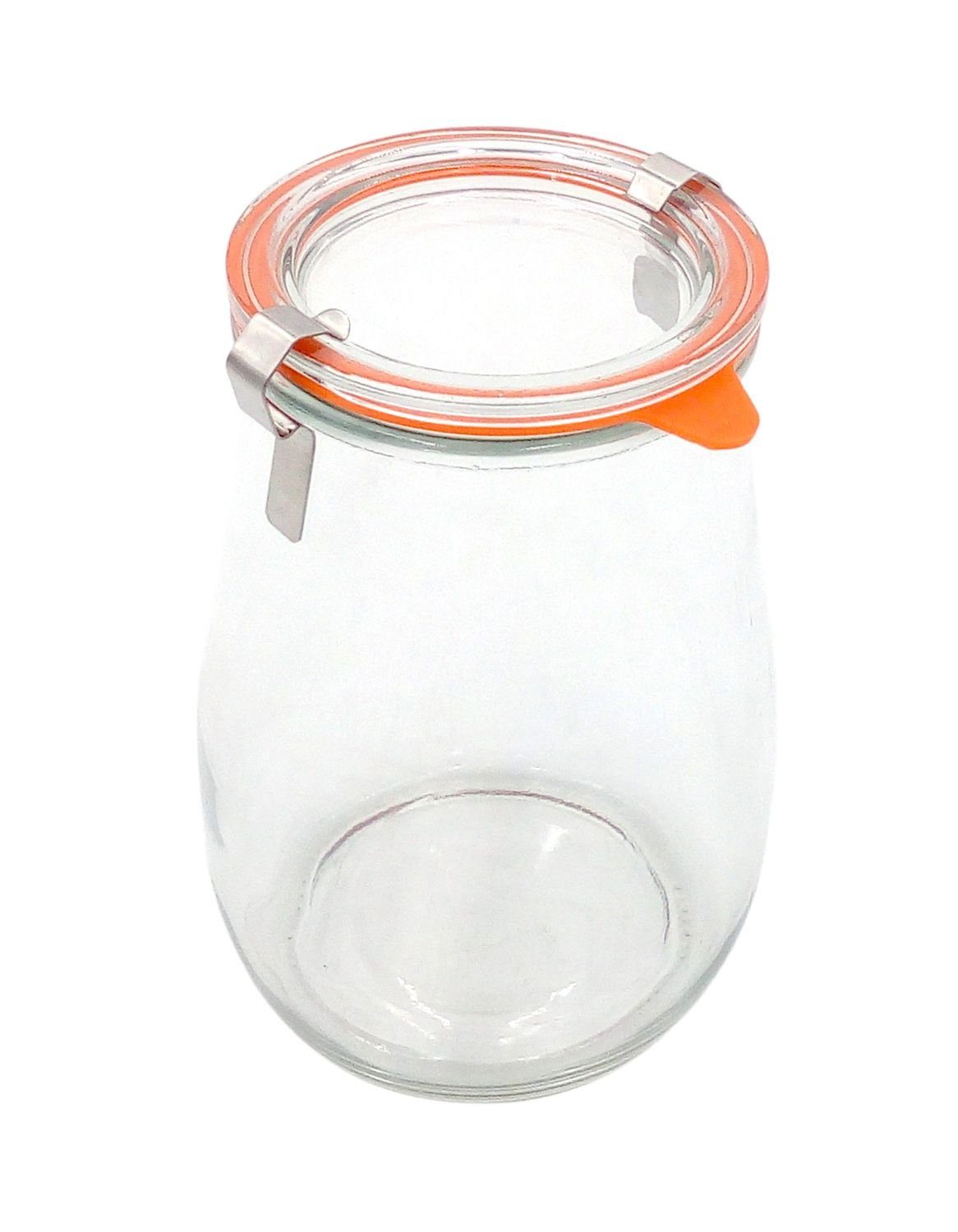 BURI Vorratsdose Einmachglas mit Klammern 1L Einweckglas Vorratsglas Konservenglas Tulp, Glas