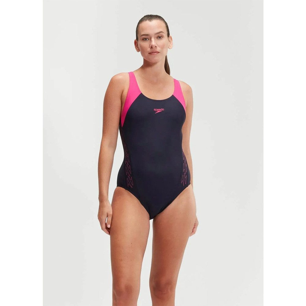 Speedo Badeanzug Speedo Hyper Boom Racerback Damen 8-00372516919 Dunkelblau/Rosa