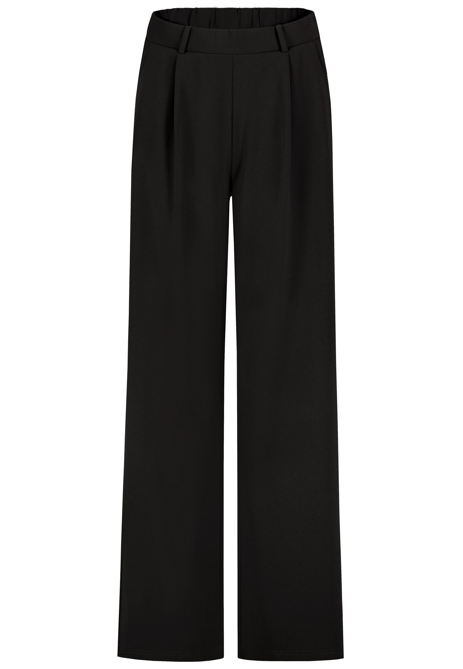 SUBLEVEL Stoffhose Damen Wide Leg Bundfaltenhose weites Bein, elastischer Bund, Scuba Crepe Jersey