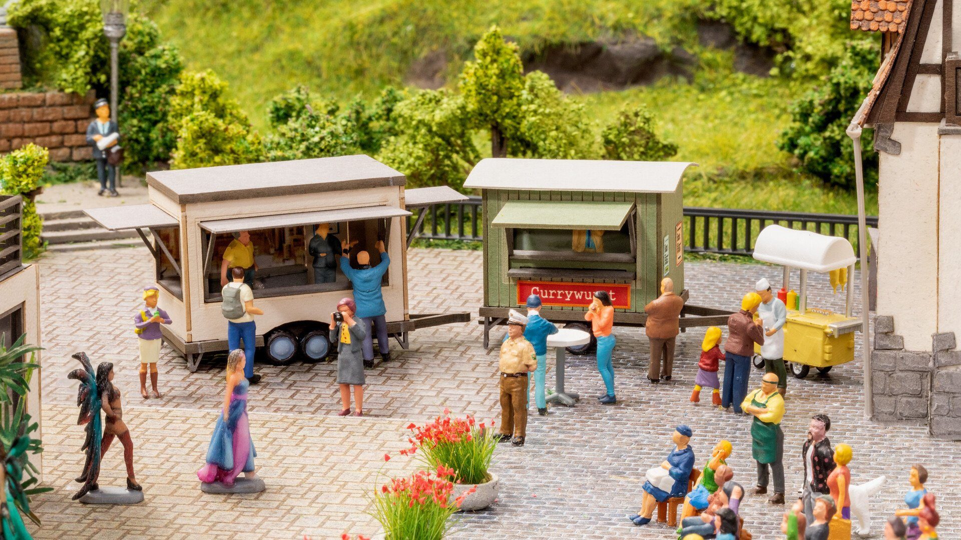 Modelleisenbahn-Gebäude Mobile Imbissstände, mit Lasercut Technik, vielsei