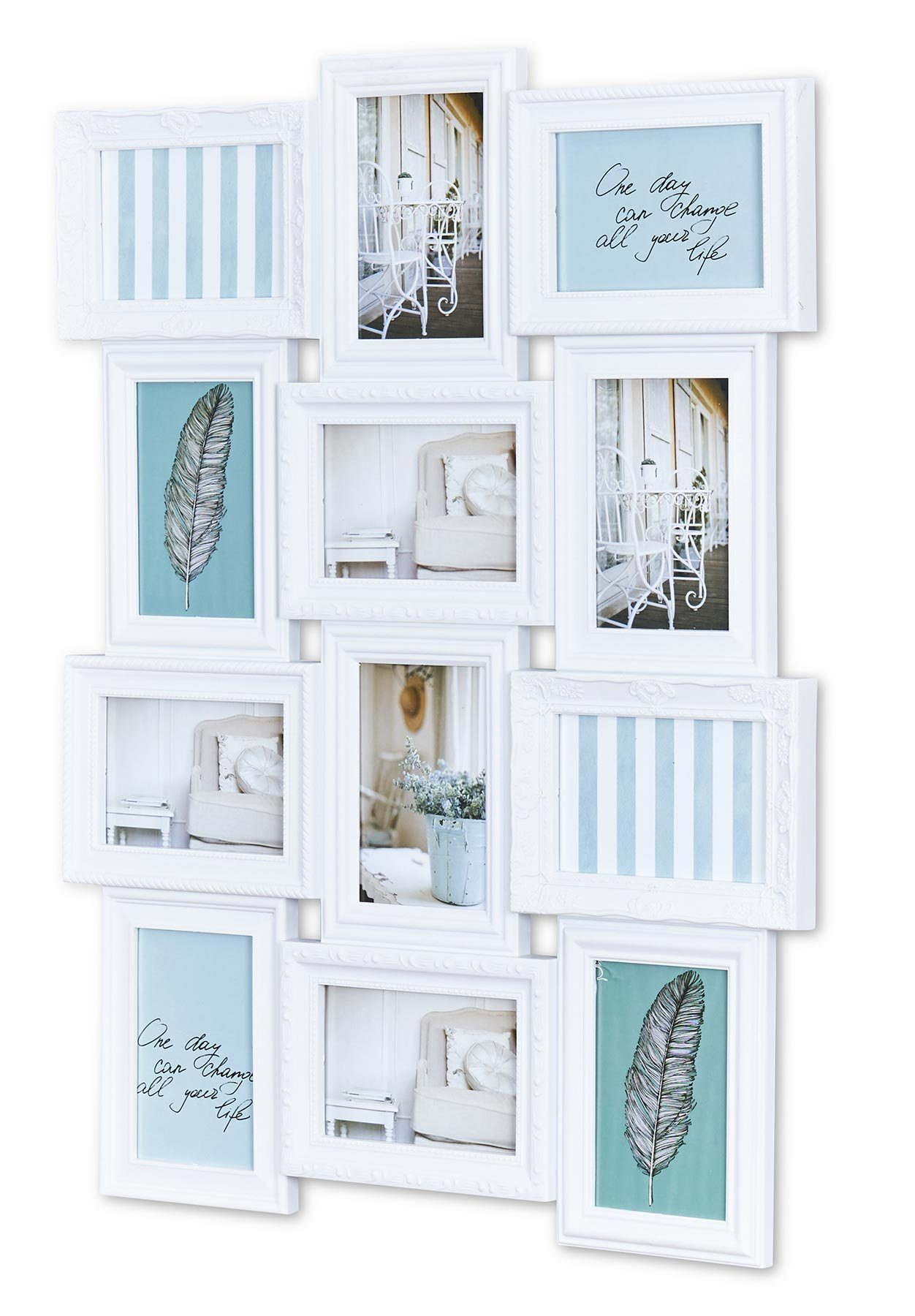 Levandeo® Bilderrahmen Collage, Bilderrahmen weiß 12 Bilder Barock antik Fo günstig online kaufen