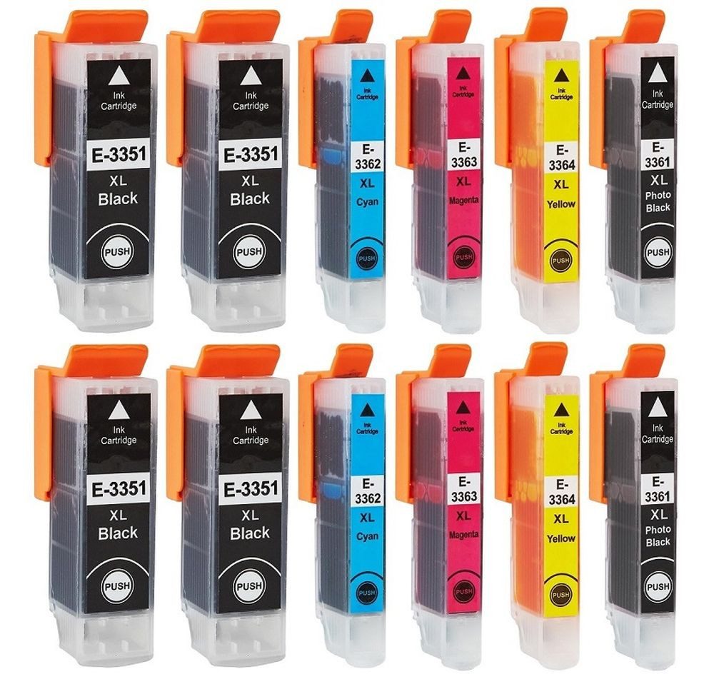 inkpro 12 XL-Druckerpatronen T33 XL kompatibel mit Epson 33XL, Tintenpatrone (T33XL für Expression Premium XP-530, XP-540, XP-630, XP-635, XP-640, XP-645, XP-830, XP-900, XP-7100, 12-tlg., 4 x T3351 BK und je 2 x T3362 C, T3363 M, T3364 Y, T3361 BK)