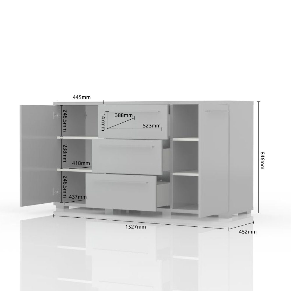 OTTO home Sideboard Piano, Kombikommode, 2-türig mit 3 Schubladen, 153x45x8 günstig online kaufen