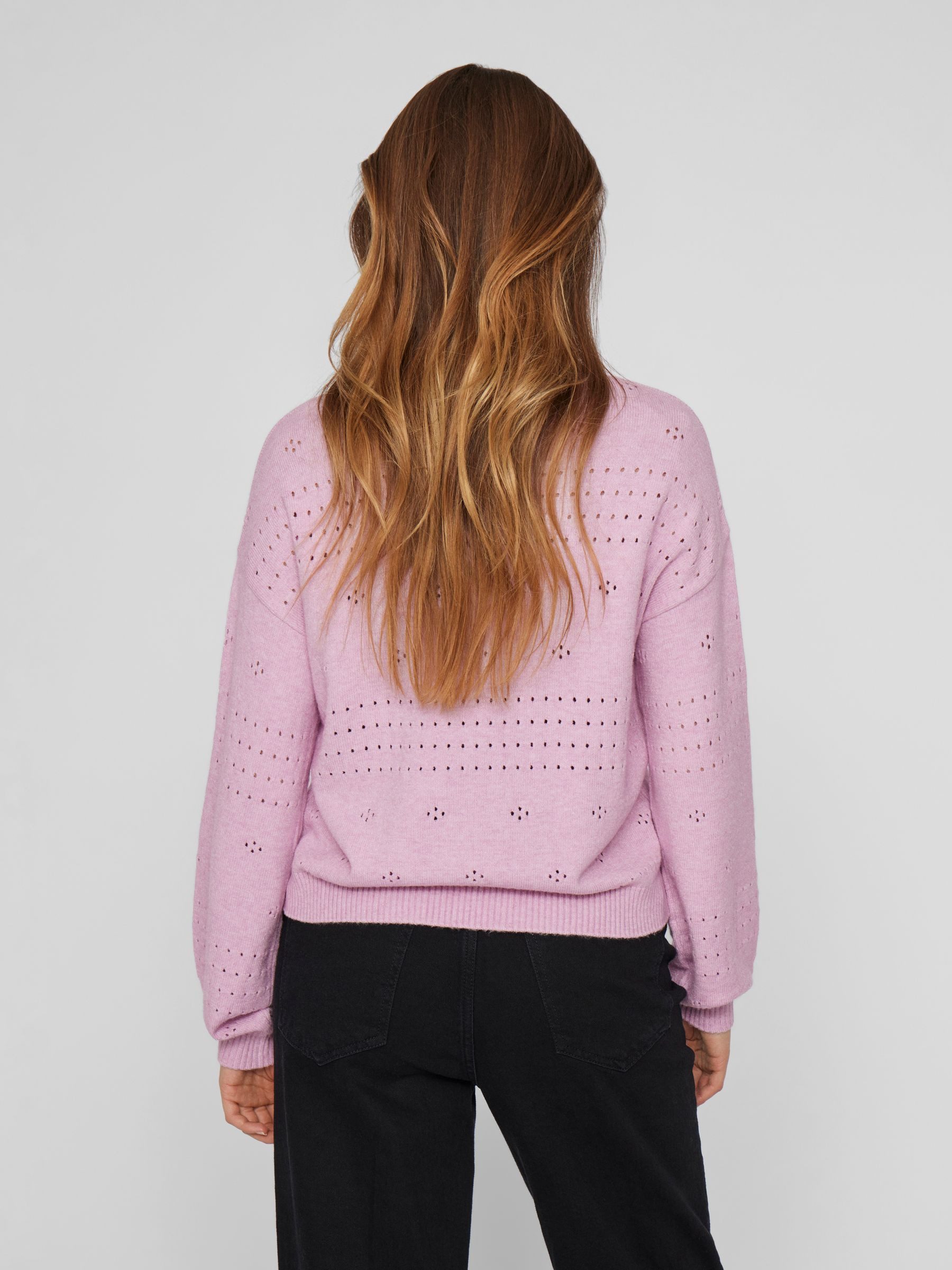 Vila Strickpullover Pointelle Design Strickpullover Rundhals günstig online kaufen