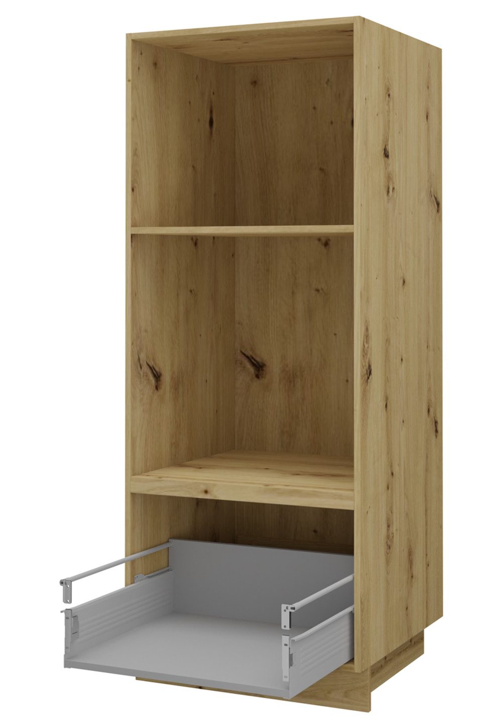 Feldmann-Wohnen Backofenumbauschrank Kvantum (Schublade mit Teilauszug, Selbsteinzug und Soft-Close-Funktion, 1-St., Fronten mit dekorativen Fräsungen und leicht abgerundeten Ecken) 60x59x154cm eiche artisan - vanille (Q-D5AM/60/154)