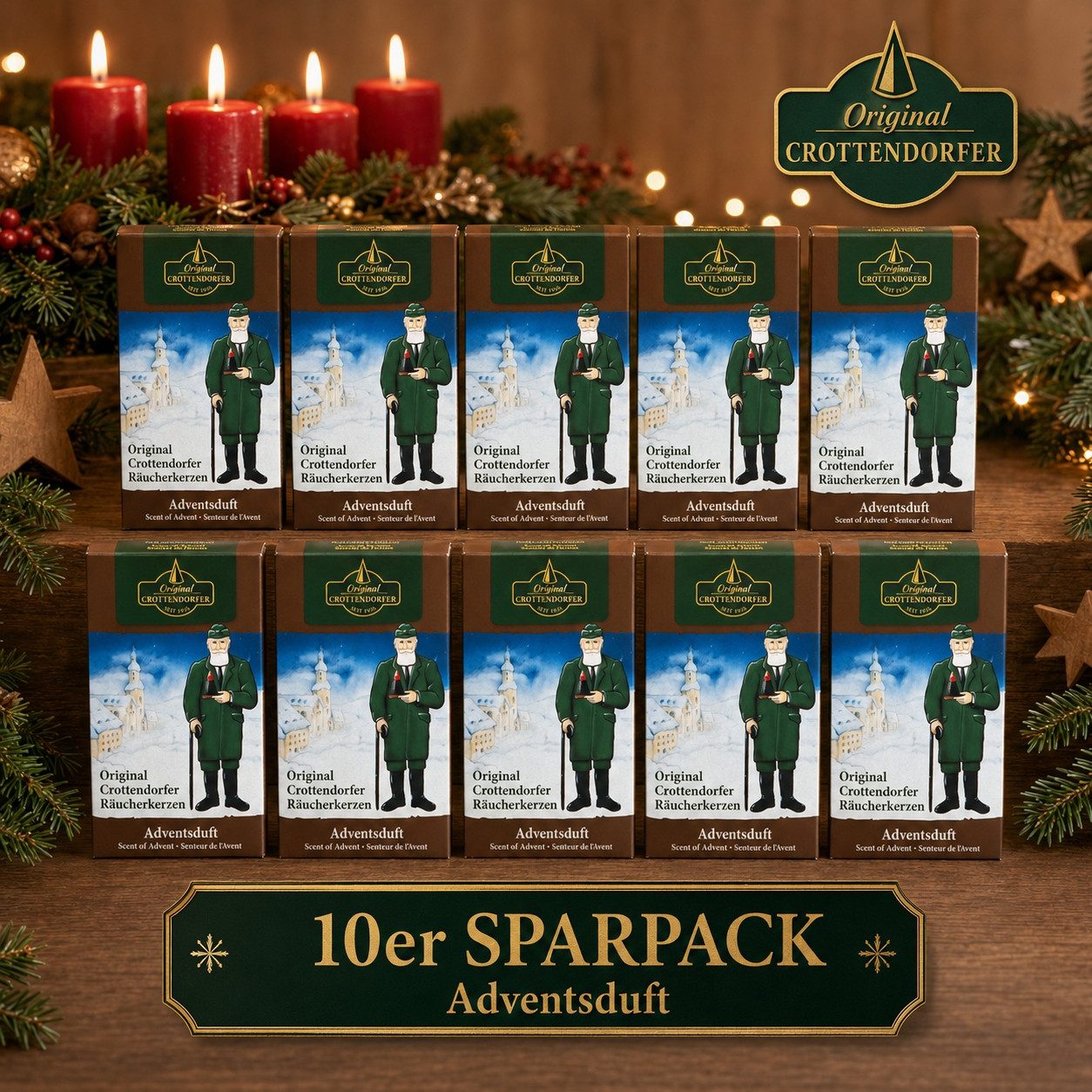 Crottendorfer Räucherkegel Crottendorfer Räucherkerzen 10er-Pack Adventsduft (Packung, 10-St., Vorteilspack), 100% Made in Germany