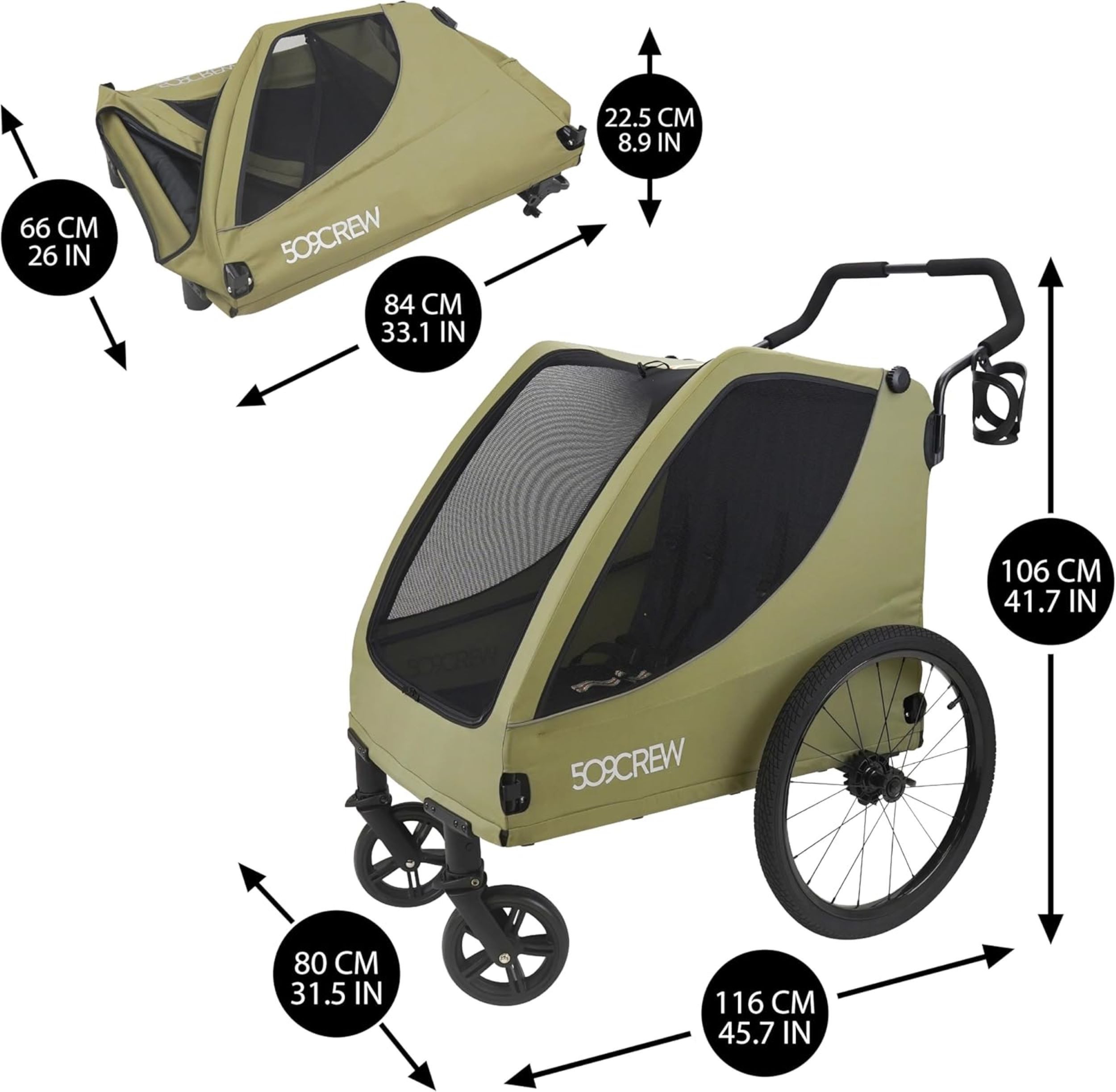 509_Crew Bollerwagen Kinder Trekker II für 2 Kinder robust, Doppelkinderwagen, klappbar, bis 50 kg belastbar – Bild 2 von 5