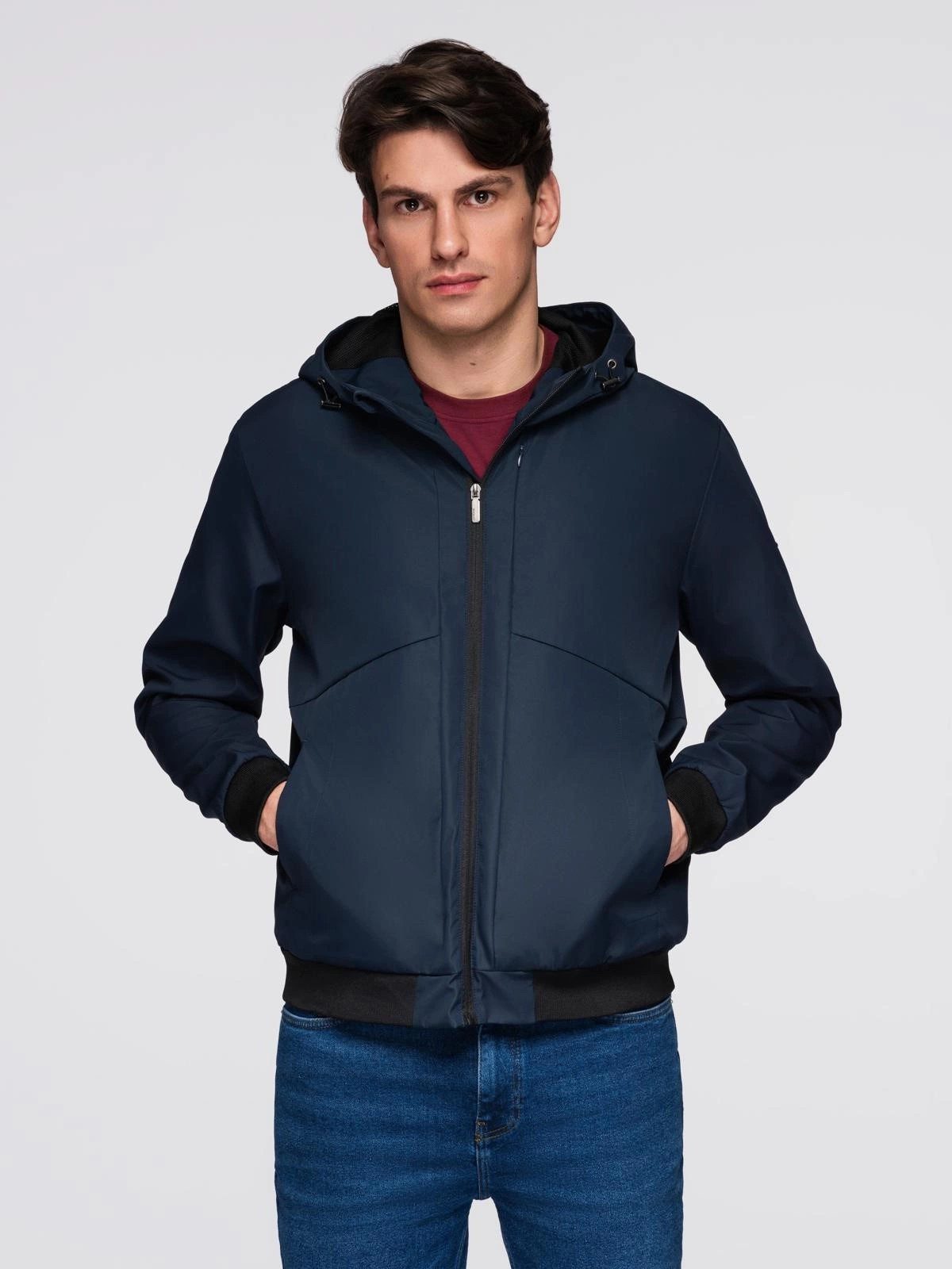 OMBRE Regenjacke Leichte Herrenjacke mit Mesh-Futter und Kapuze Wasserabweisender, schnelltrocknender Oberstoff