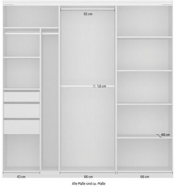 rauch Schwebetürenschrank Oteli mit Spiegelfront und Passepartout optional mit Beleuchtung