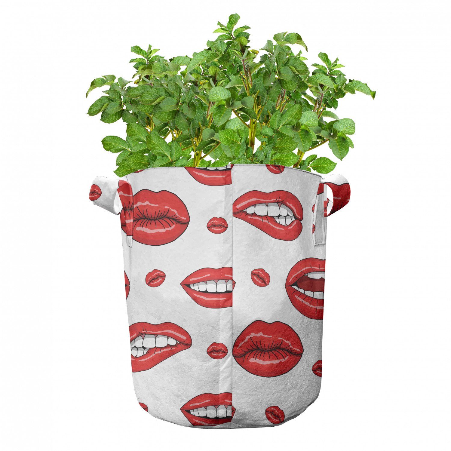 rot hochleistungsfähig mit Griffen Frau für Gestures Stofftöpfe Lippen mit Pflanzen, Abakuhaus Pflanzkübel