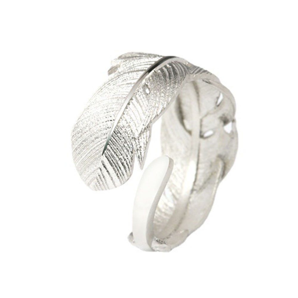 Haiaveng Fingerring Ringe aus S925 Silber,Feder-Ringe Ringe Verstellbarer unisex