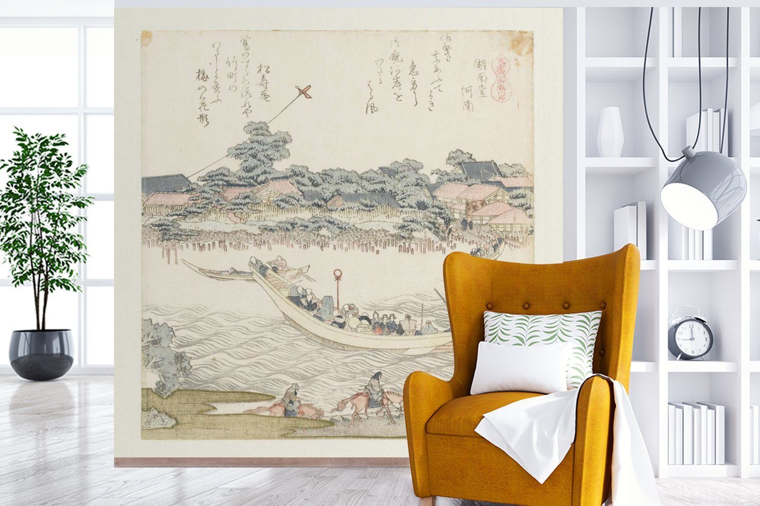 Vliestapete Das (4 von Fototapete Küche, Katsushika des Hokusai, Gemälde St), bedruckt, Flussufer für Schlafzimmer Matt, Wohnzimmer - Onmaya Fototapete MuchoWow