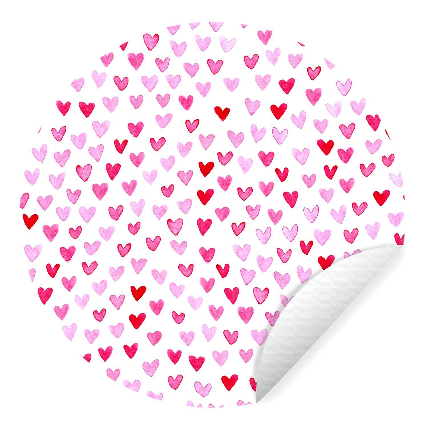 MuchoWow Wandsticker Eine Illustration einer Karte zum Valentinstag mit Herzen (1 St), Tapetenkreis für Kinderzimmer, Tapetenaufkleber, Rund, Wohnzimmer