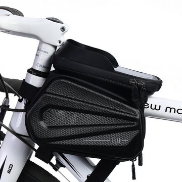 SachsenRAD Fahrradtasche Rahmentasche Smart, Fahrradtasche mit Handyfach, Reinigung mit einem feuchten Tuch; für Smartphones kleiner 6,5 Zoll; geräumige Tasche; Reißverschluss von unten nach oben;