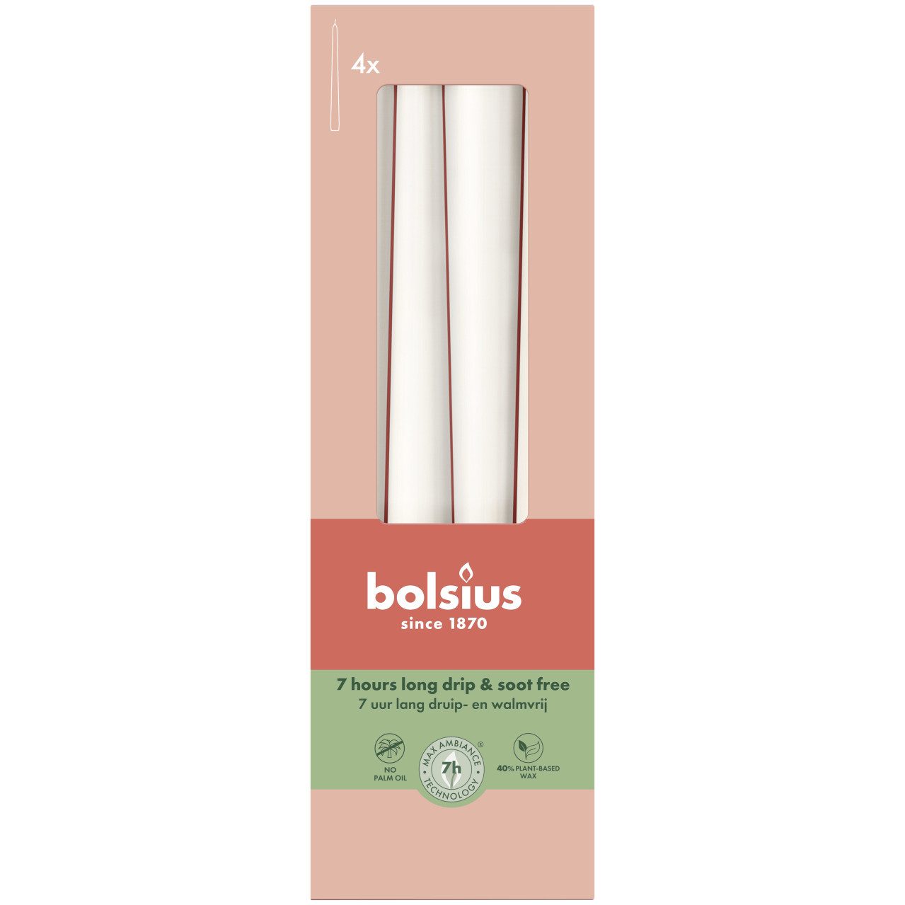 Bolsius Spitzkerze Bolsius Spitzkerzen weiß 24,5 cm Ø 2,4 cm 4 Stück