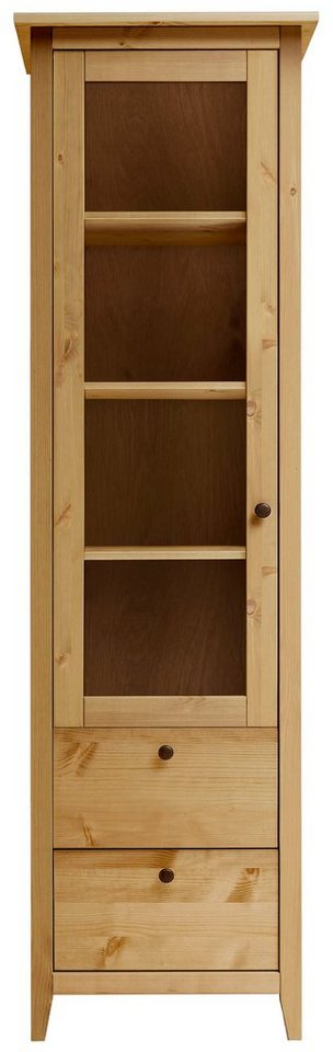 Wohn[glück]lich by Infantil Vitrine Solvita Schrank Hochschrank mit  Glastür, Kiefer massiv Breite 58 cm, Landhaus | Garderobenleisten