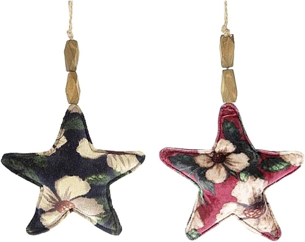 Macosa Home Weihnachtsfigur Stoffstern Weihnachten 18 cm rot oder schwarz/grün Dekostern (Adventskranz-Dekoration), Weihnachtdekoration Fensterdeko Türdeko Hängedeko