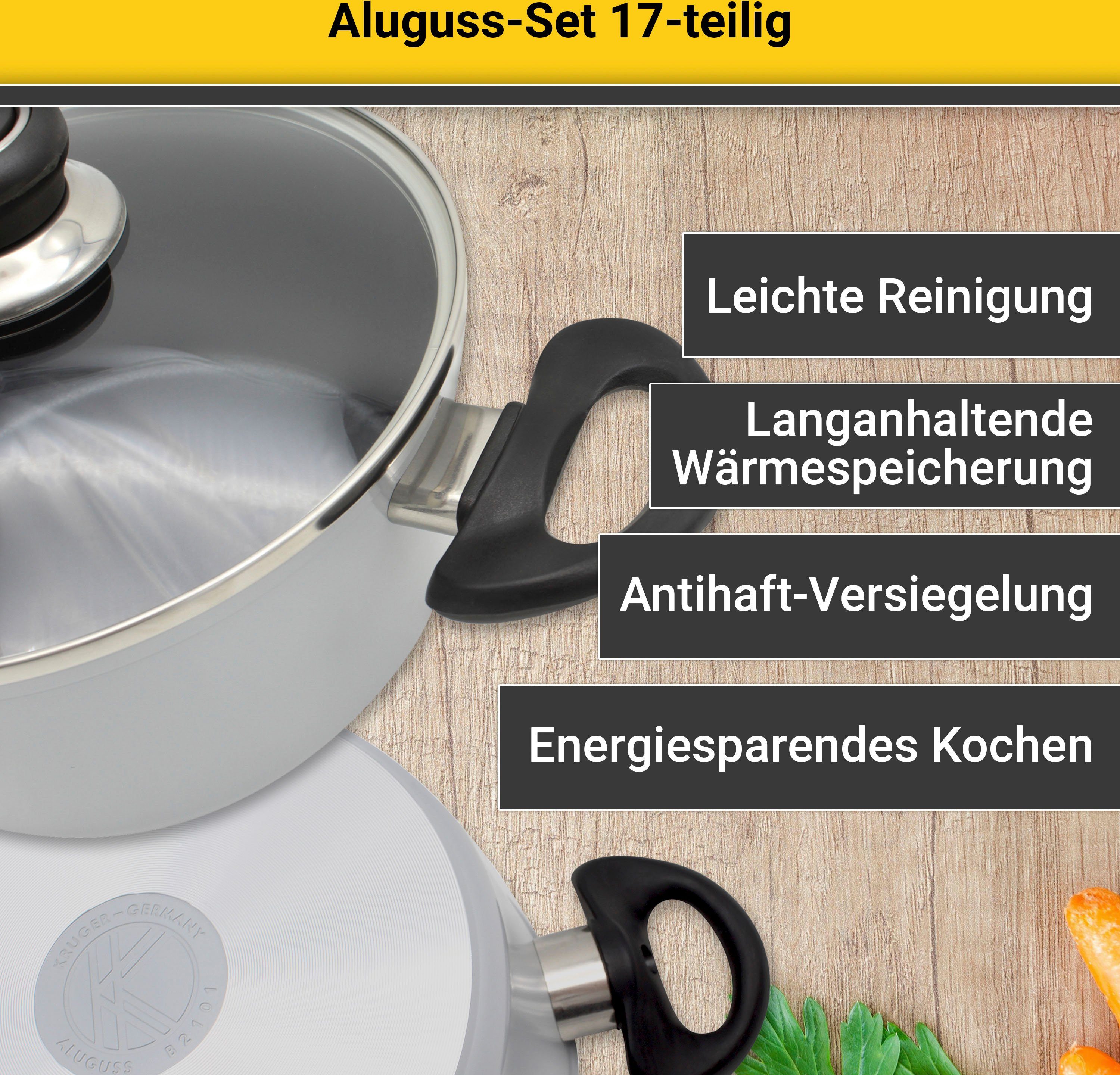 Top-Event Krüger Topf-Set, Aluminiumguss (Set, 17-tlg), Küchenhelfer-Set 7-tlg. inkl