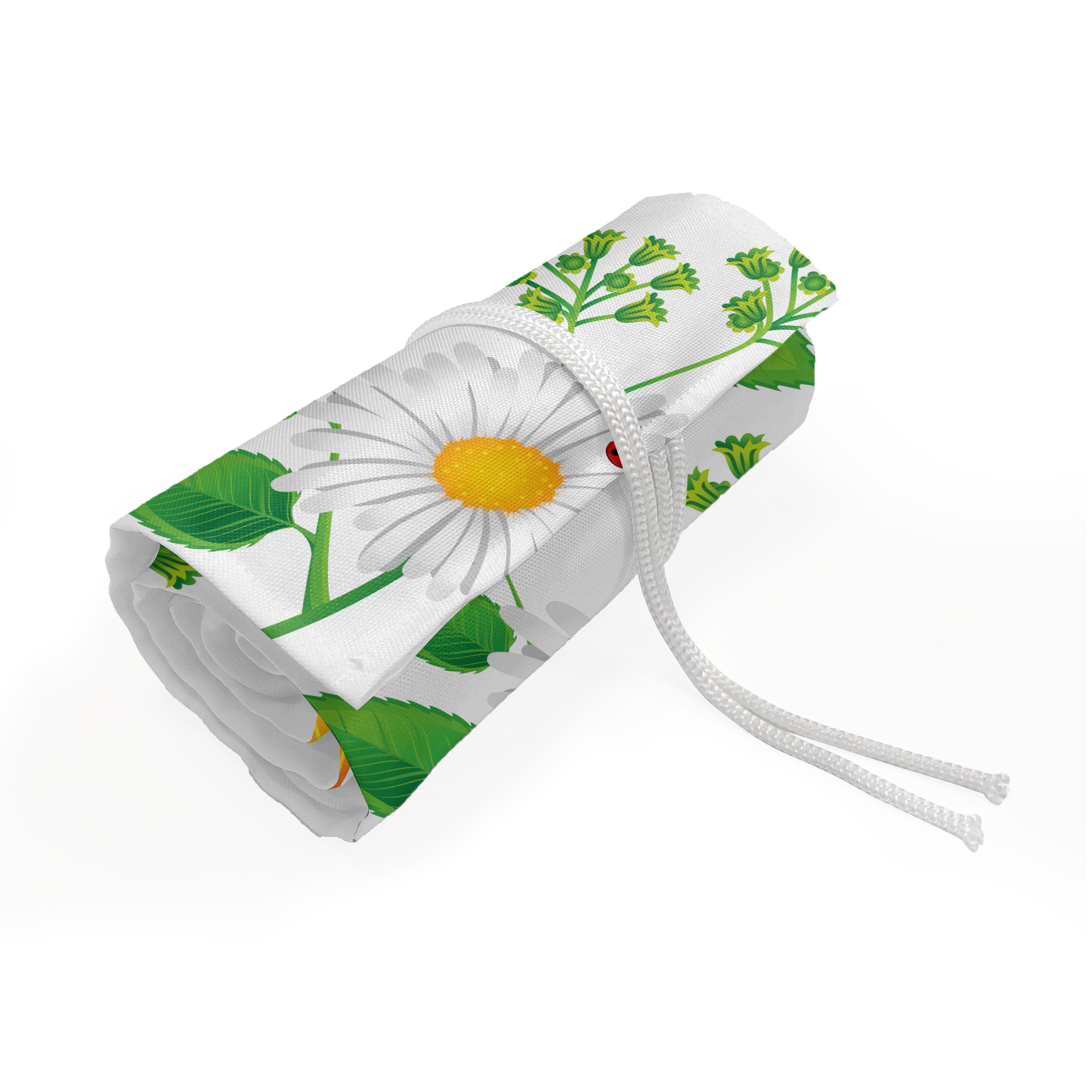 Abakuhaus Federmäppchen langlebig und tragbar Segeltuch Stiftablage Organizer, Blume Marienkäfer auf Kamillen Weiß Grün