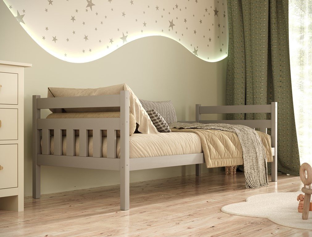 Raumhirsch Furniture Kinderbett Jugendbett, Einzelbett, Bettgestell, Funktionsbett (Maße: 169 x 87 x 82 cm (Lattenrost, Ausziehbett, Rausfallschutz), viele Farbvarianten), 160 x 80 cm, massives Kiefernholz, für Kinder und Jugendliche