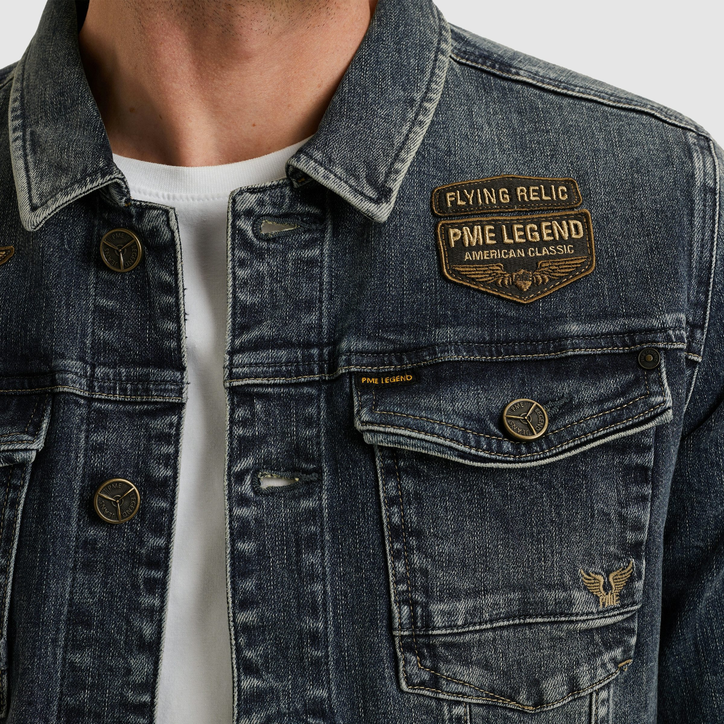 PME LEGEND Jeansjacke mit Logo Stickerei