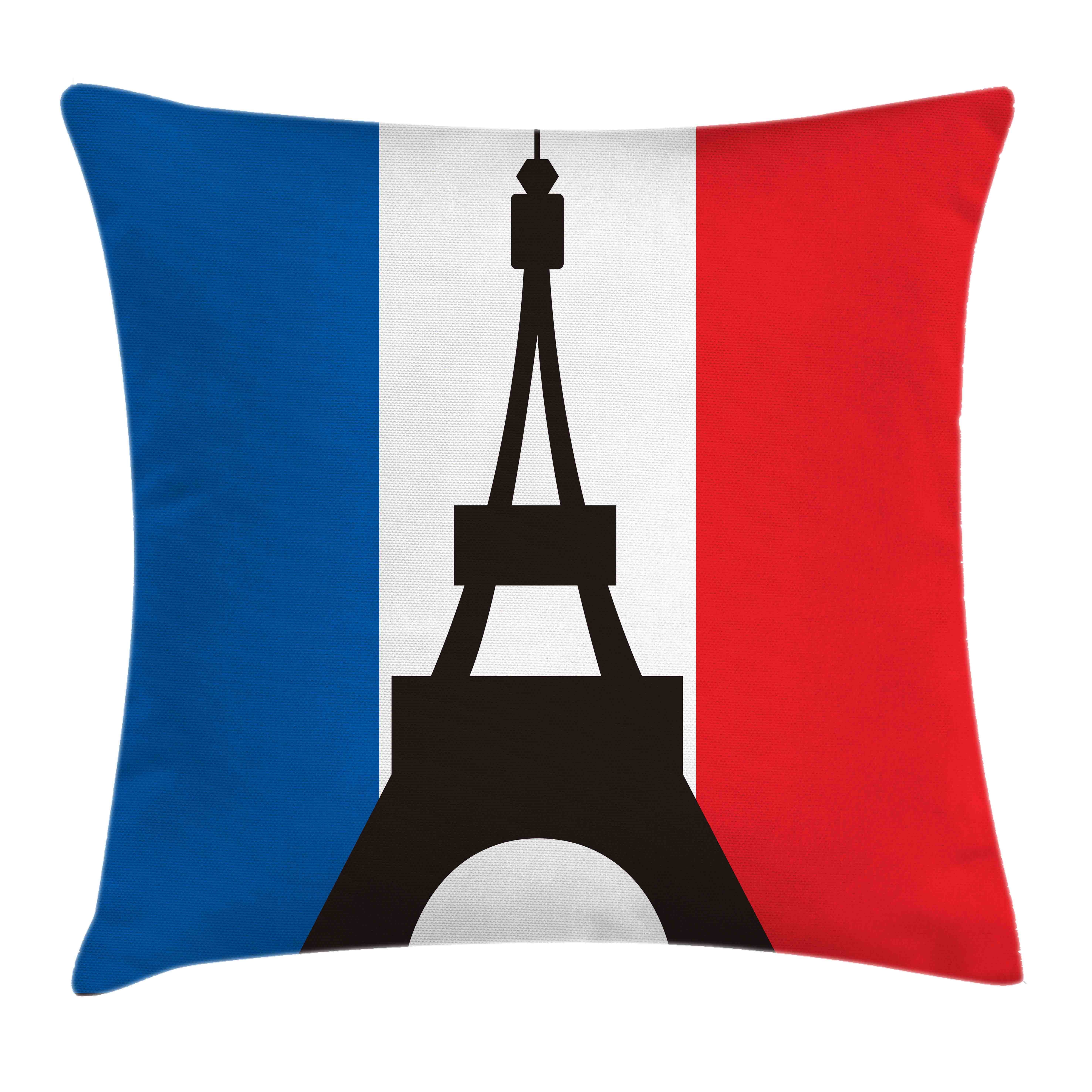 Eiffelturm Farbfesten Klaren Kissenhülle (1 mit Kissenbezüge Französisch Beidseitiger Farben Stück), Reißverschluss Waschbar mit Druck, Abakuhaus Flagge Geometrisches