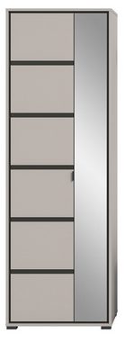 möbelando Garderobenschrank Jaru in grau mit 2 Türen und 6 Fächern. Abmessungen (BxHxT) 65x196x37 cm