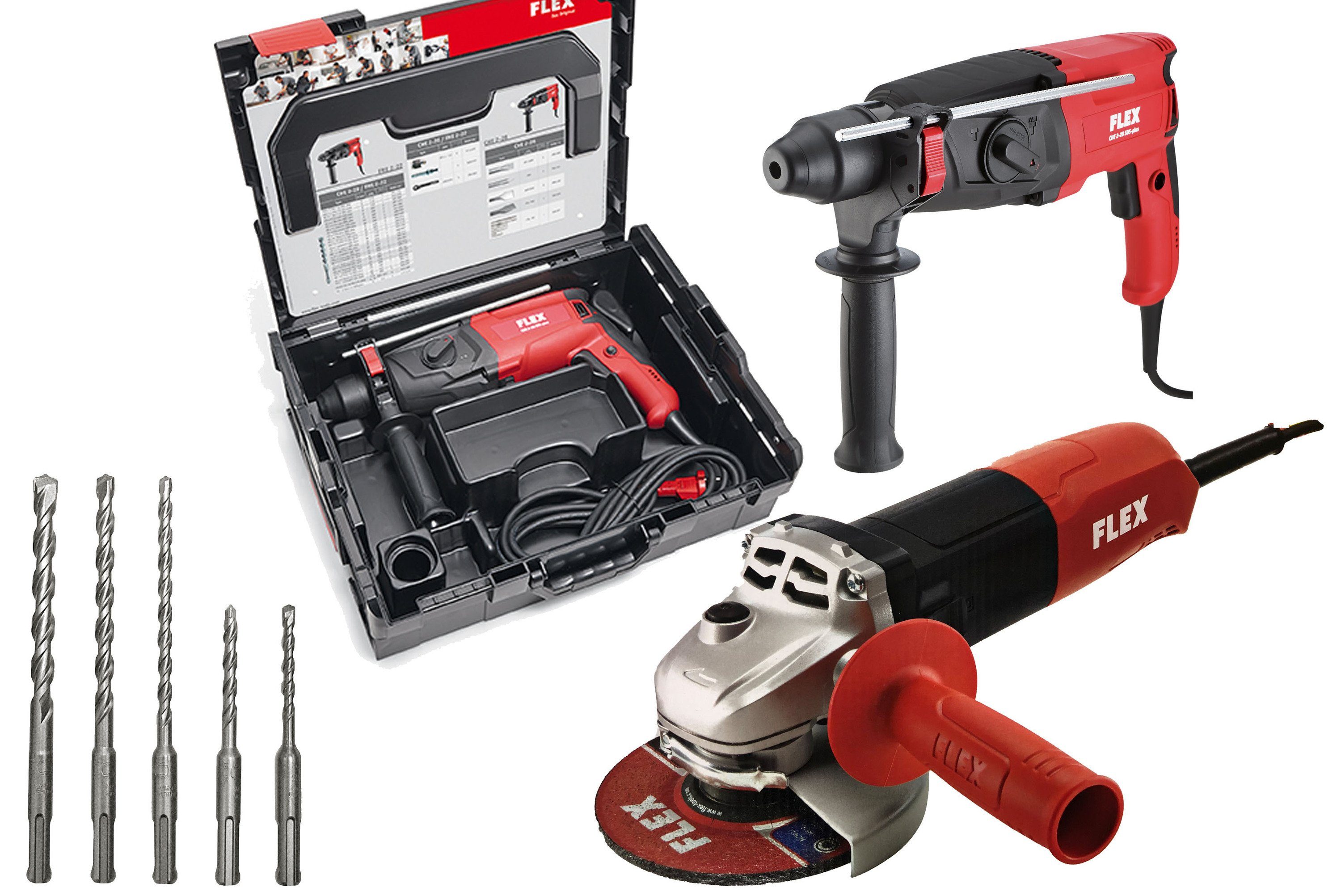 Flex Werkzeugset »CHE 2-28 R«, Bohrhammer und Winkelschleifer mit Bohrerset  + L 811 online kaufen | OTTO