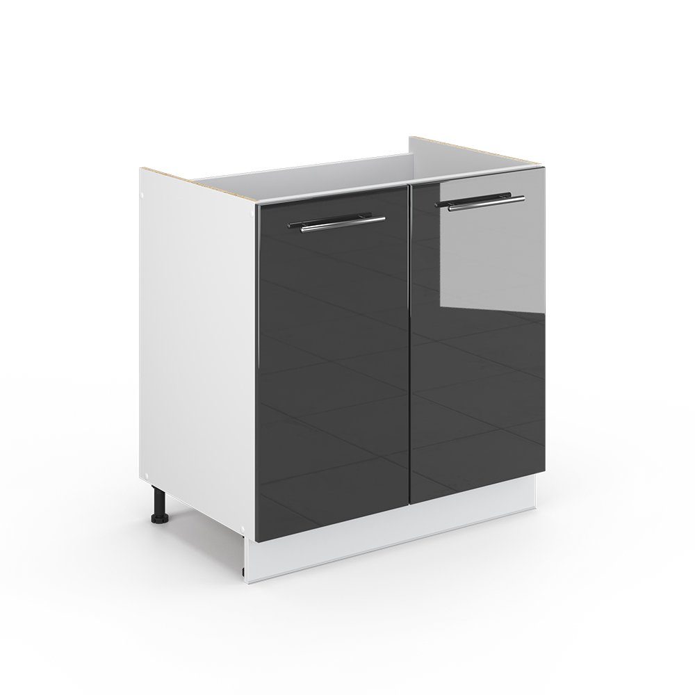 Vicco Unterschrank Fame-Line, Anthrazit Hochglanz/Weiß, 80 cm ohne Arbeitsplatte (1-St)