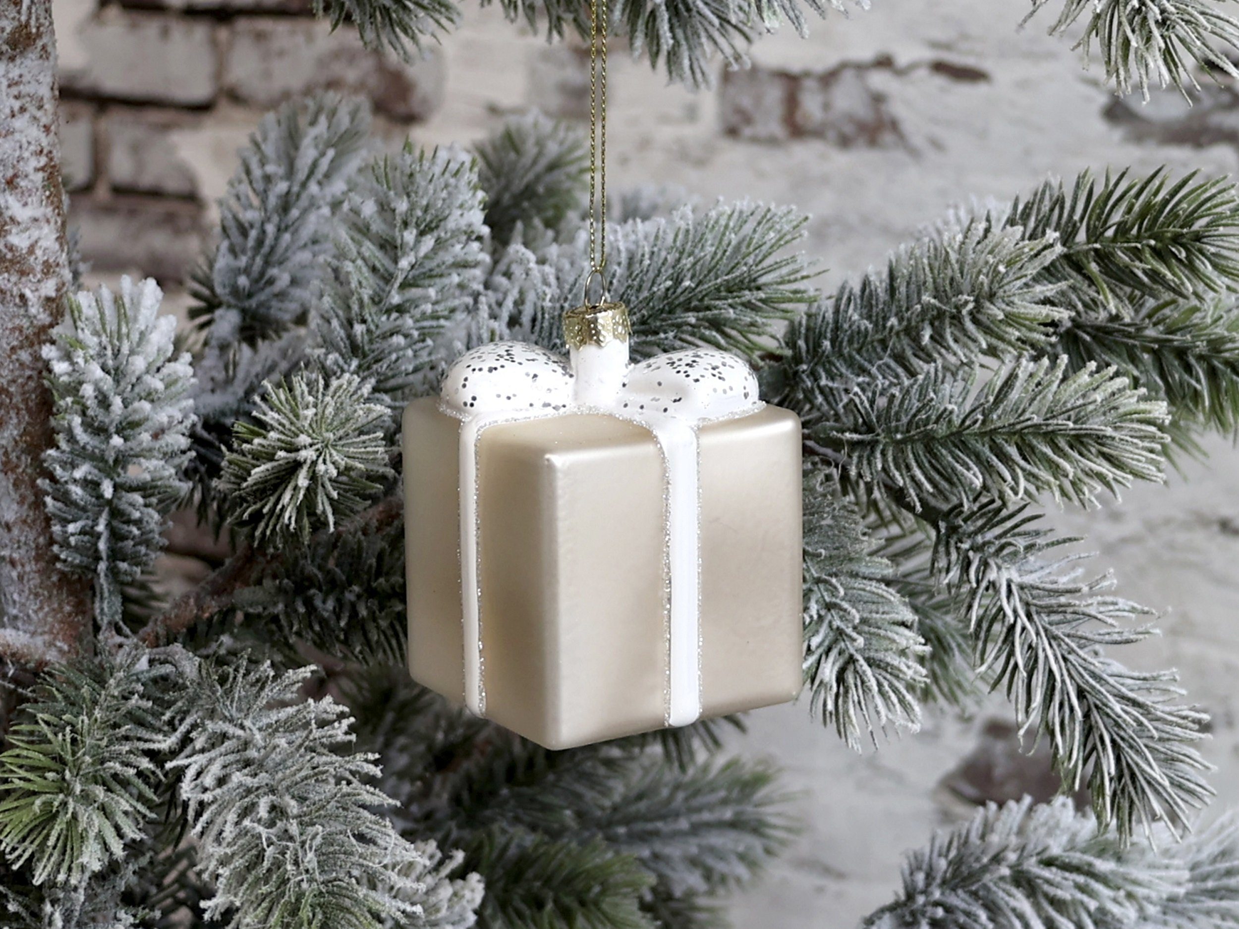 Chic Antique Christbaumschmuck Weihnachtsschmuck Weihnachtskugel Geschenk m. Glitzer 8cm Chic