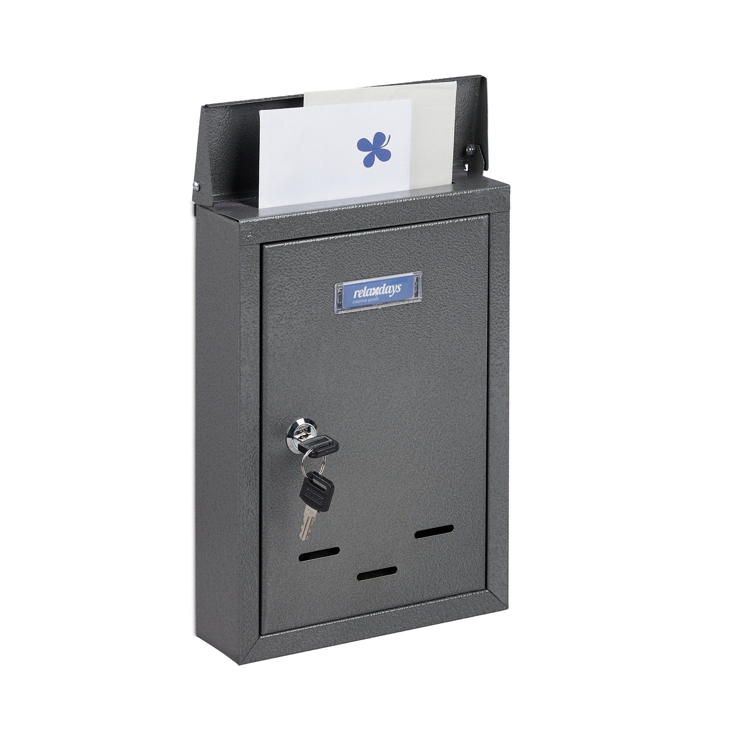 relaxdays Briefkasten mit Namensschild, grau günstig online kaufen