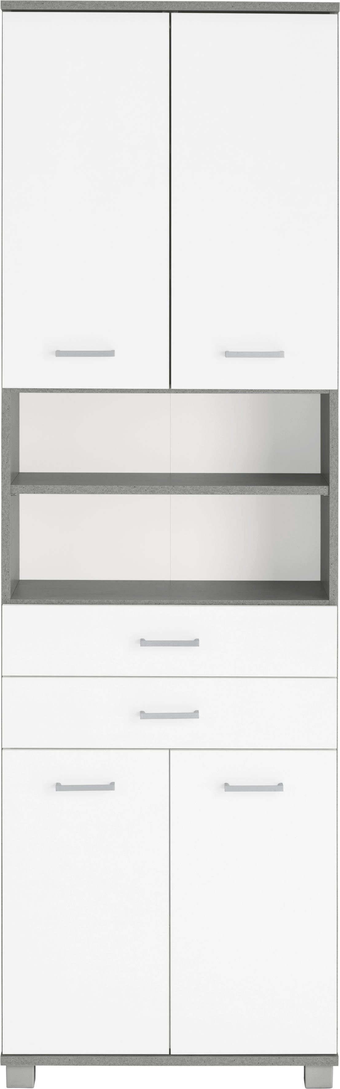 Schildmeyer Hochschrank Mobes Breite/Höhe: breiten 2 Badschrank steingrau mit Schubkästen steingrau/weiß cm, 59,8/193,7 