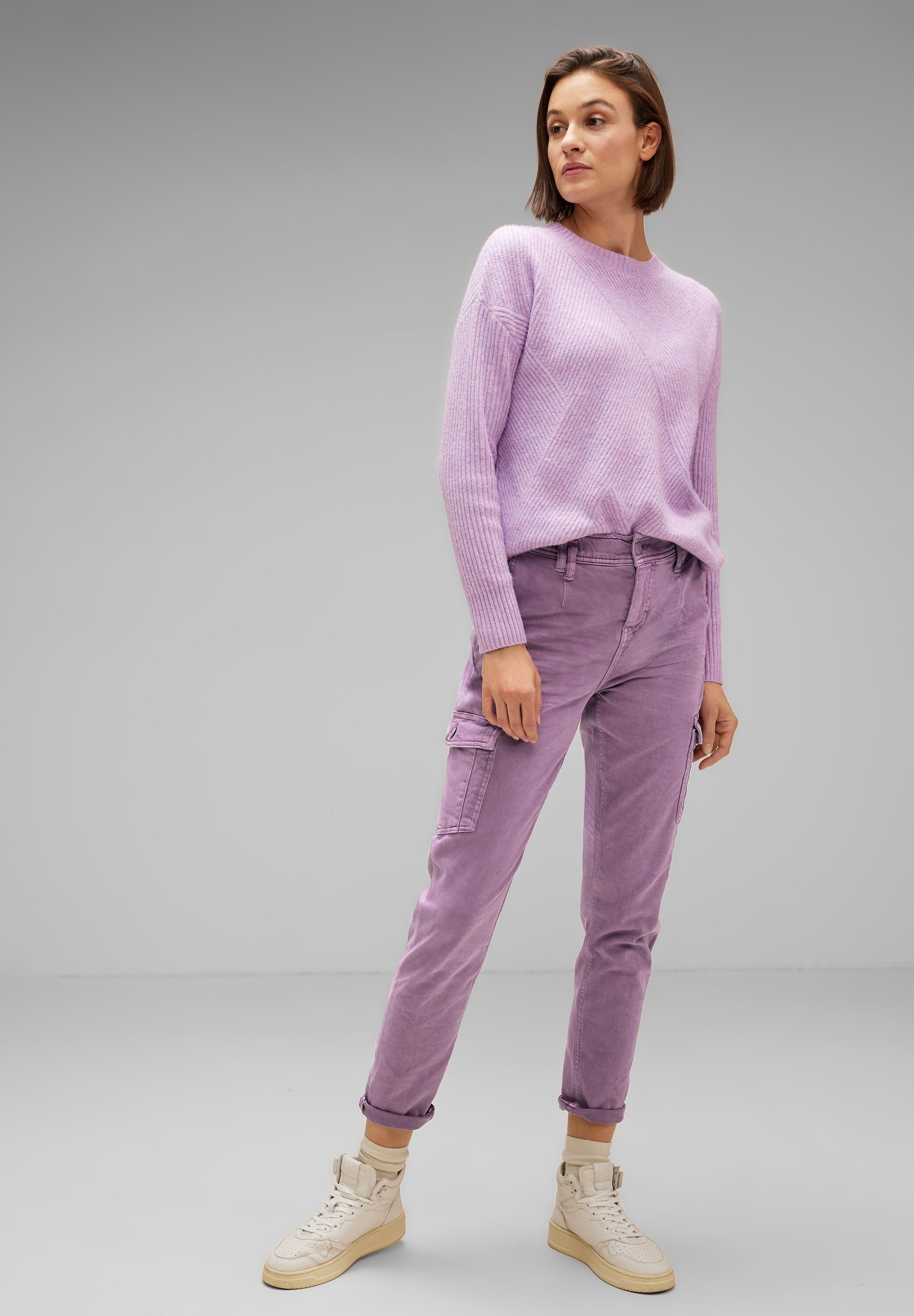 STREET ONE Loose-fit-Jeans im Cargo-Style overdyed lupine lilac