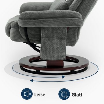 MCombo Relaxsessel 360°Drehbarer Fernsehsessel mit Hocker TV-Sessel 9099, bis 120 Kg Belastbarer, mit Seitentasche, mit Kissen, mit Liegefunktion