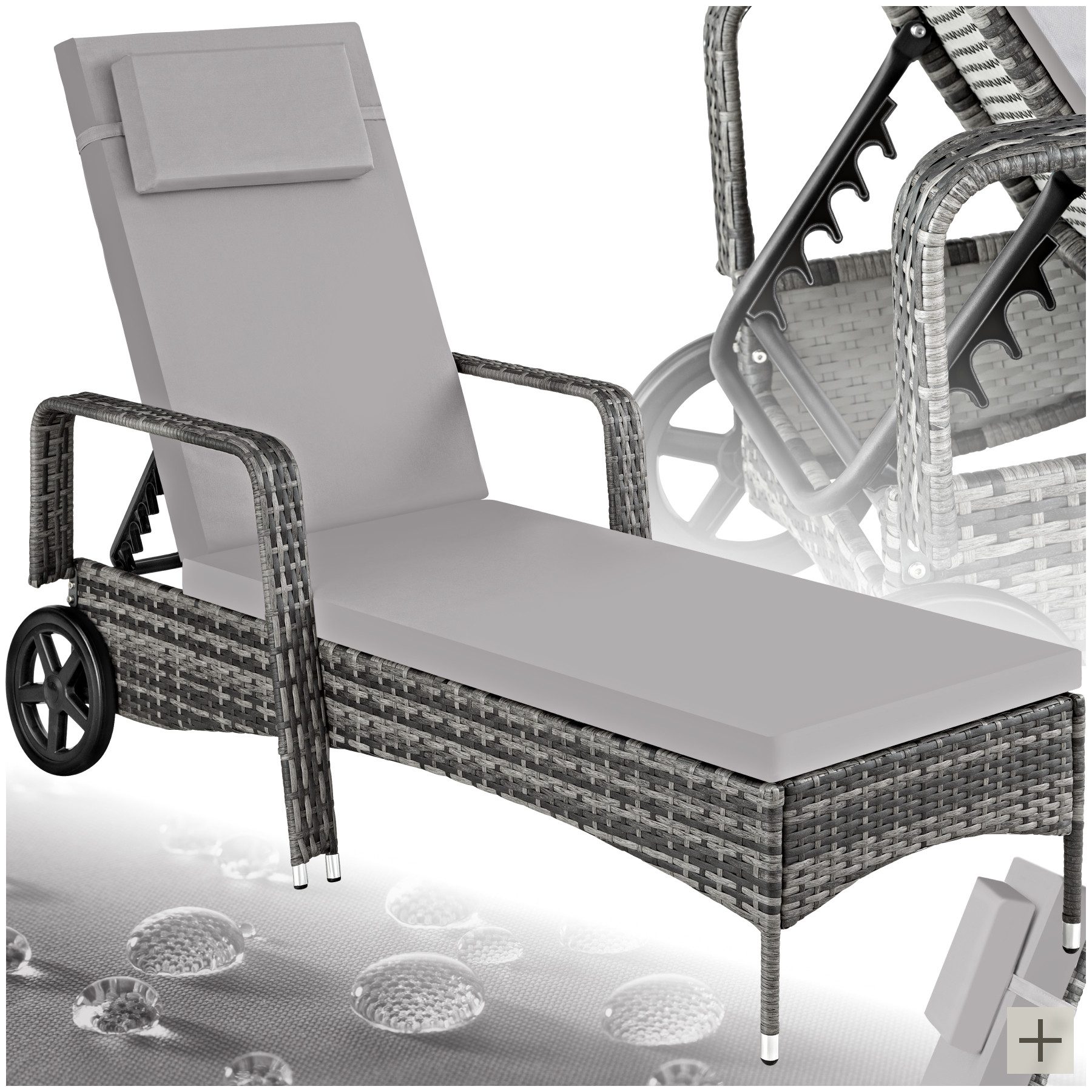 tectake Gartenliege Rattan Sonnenliege, 1 St., günstig online kaufen