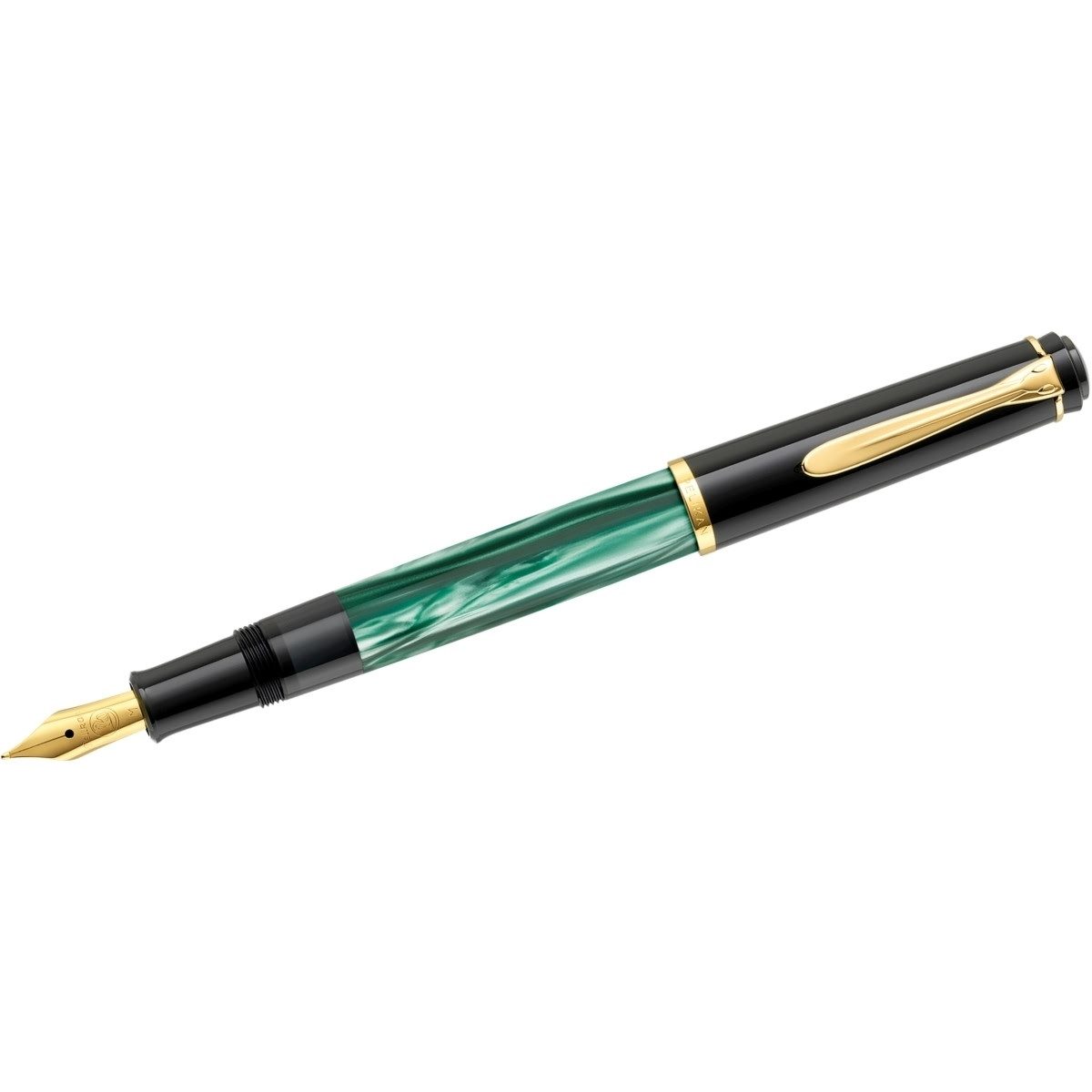 Pelikan Füllfederhalter Kolbenfüllhalter Classic M200 Feder EF grün-marmoriert