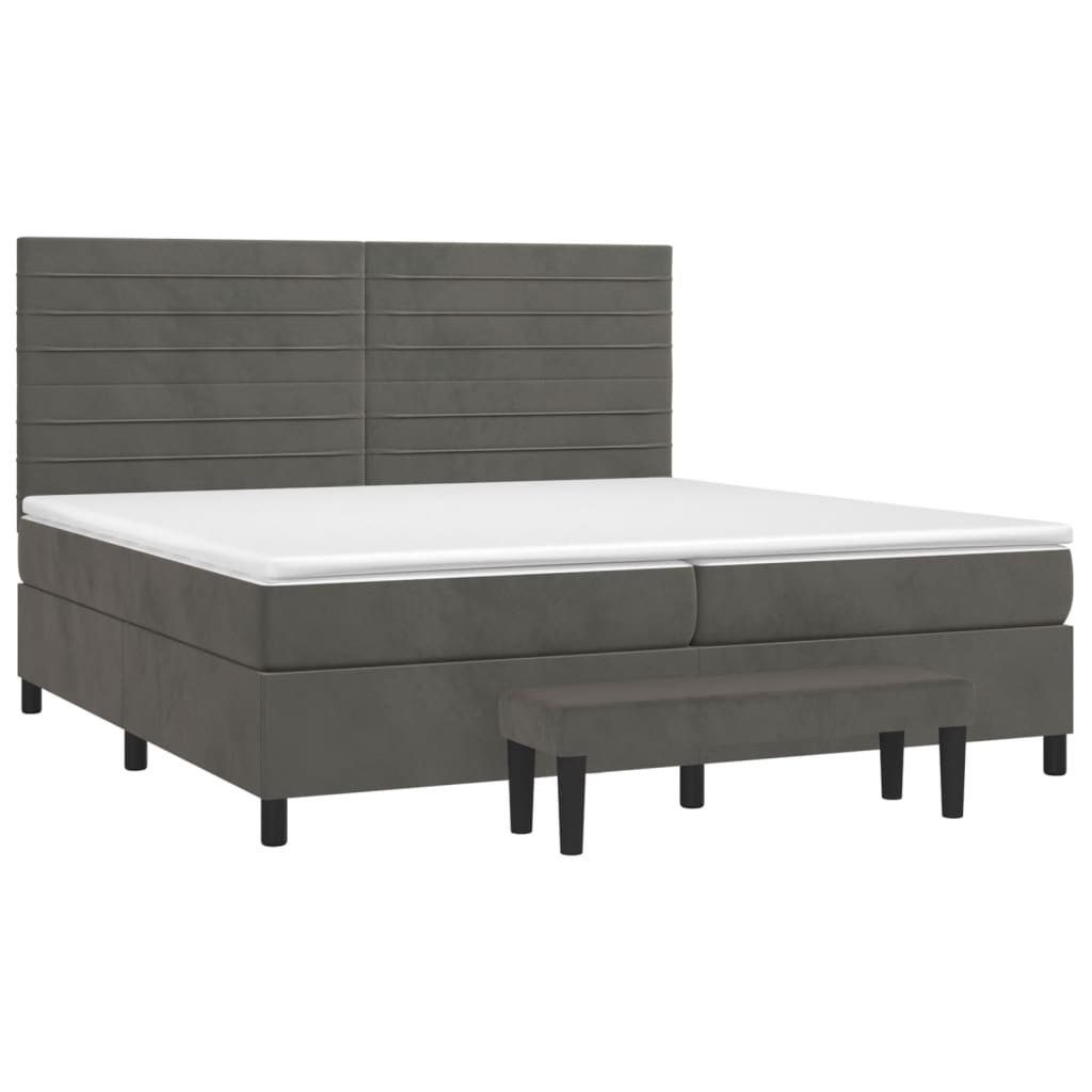 Bett Boxspringbett mit Matratze Dunkelgrau 200x200 cm Samt