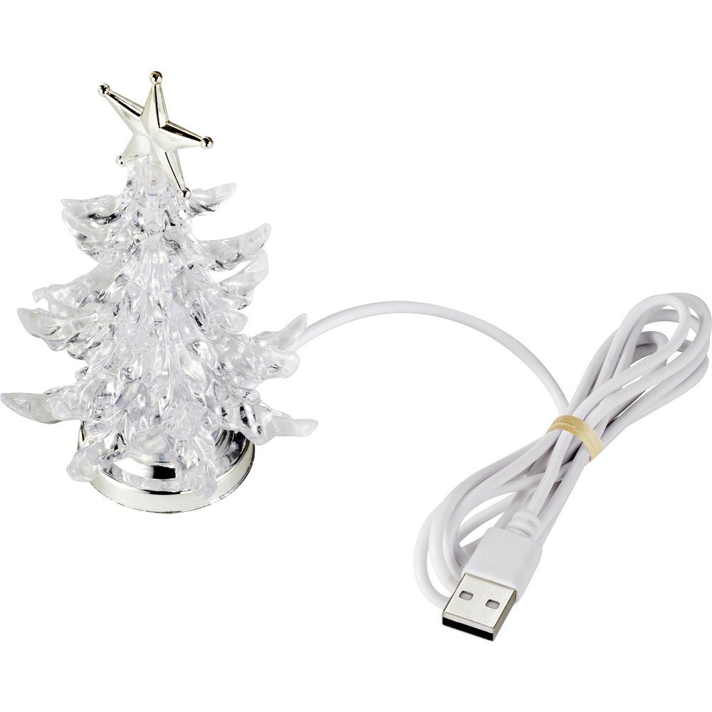 Christbaumschmuck Sygonix SY-4722058 Weihnachtsbaum Silber Sygonix Durchsichtig, RGB