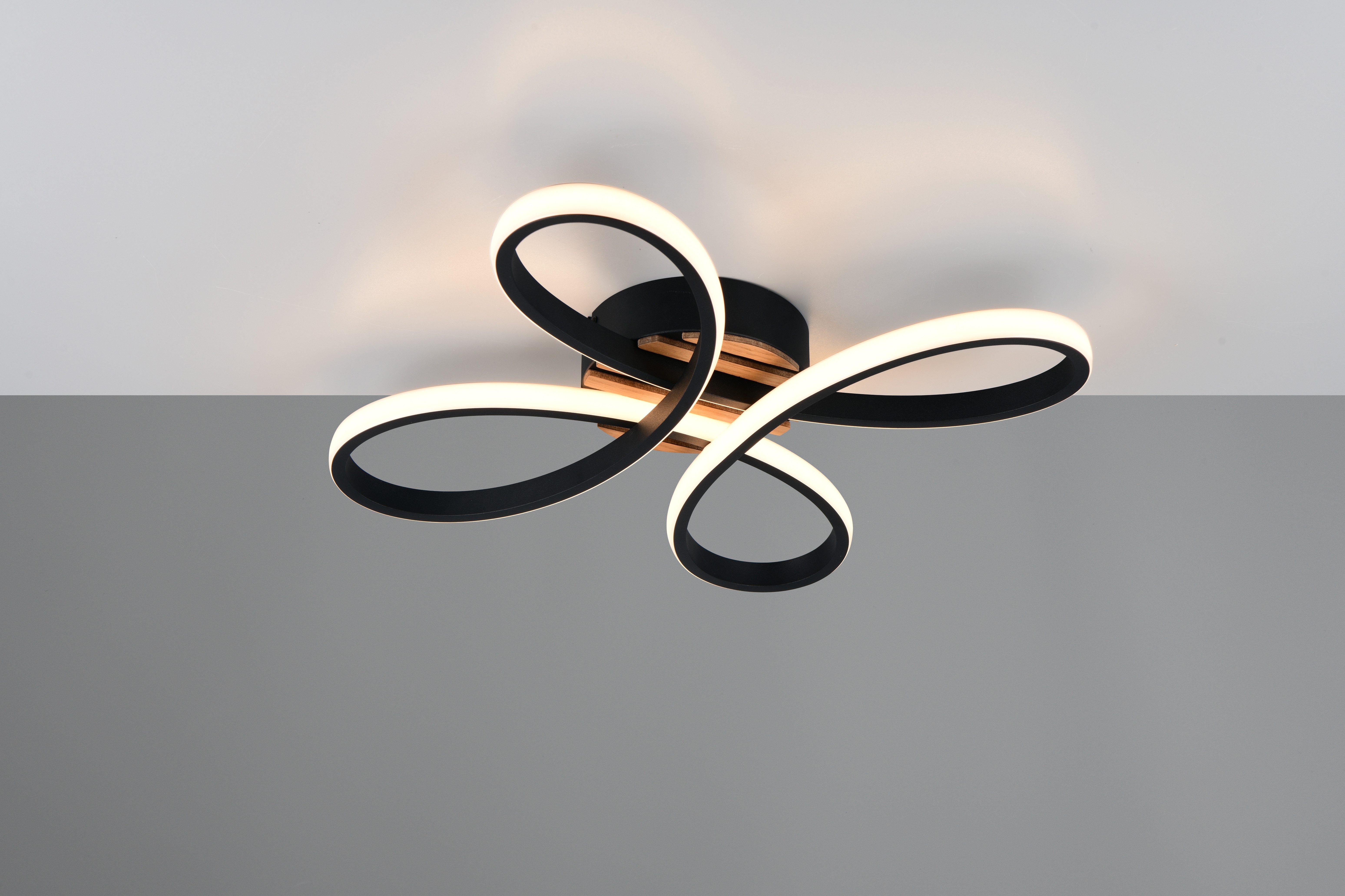 OTTO home LED Deckenleuchte Ullii, Deckenlampe mit Fernbedienung dimmbar Nachtlicht Memory, CCT - über Fernbedienung, LED fest integriert, warmweiß - kaltweiß, CCT stufenlos warm- bis kaltweiß, Holzelemente in Optik Akustikpaneel