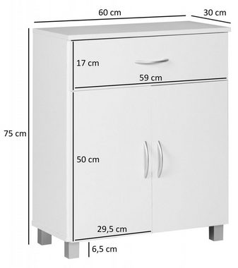 furnicato Kommode Weiß 60x30cm