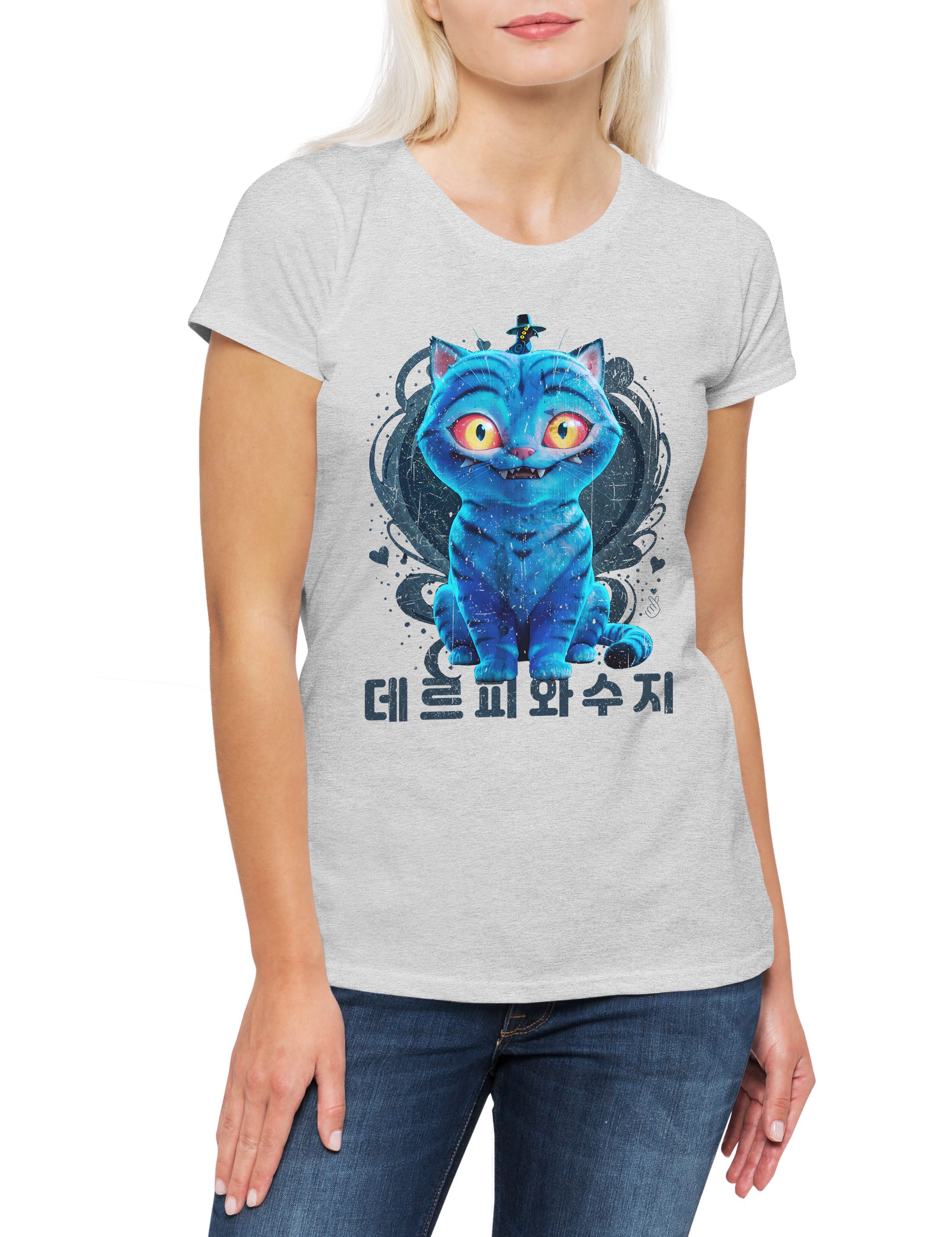 Urban Backwoods Print-Shirt Cute Anime Hunter Cat Damen T-Shirt Hunters KPo günstig online kaufen