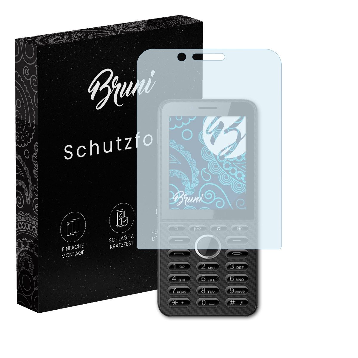 Bruni Schutzfolie Glasklare Displayschutzfolie für Energizer E288s, (2 Folien), praktisch unsichtbar