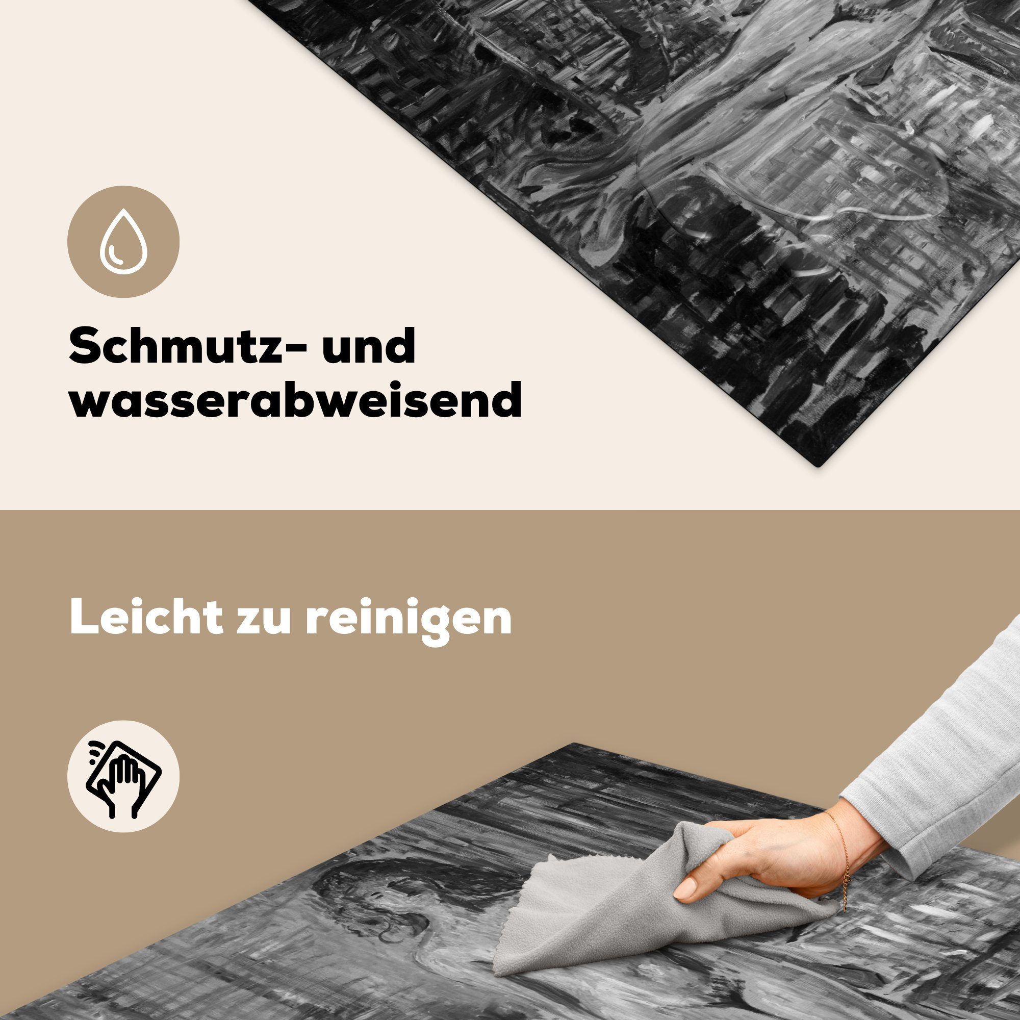 MuchoWow Herdblende-/Abdeckplatte Der Tod - für küche von Arbeitsplatte II Edvard tlg), Vinyl, Marat Ceranfeldabdeckung, Munch, 78x78 (1 cm