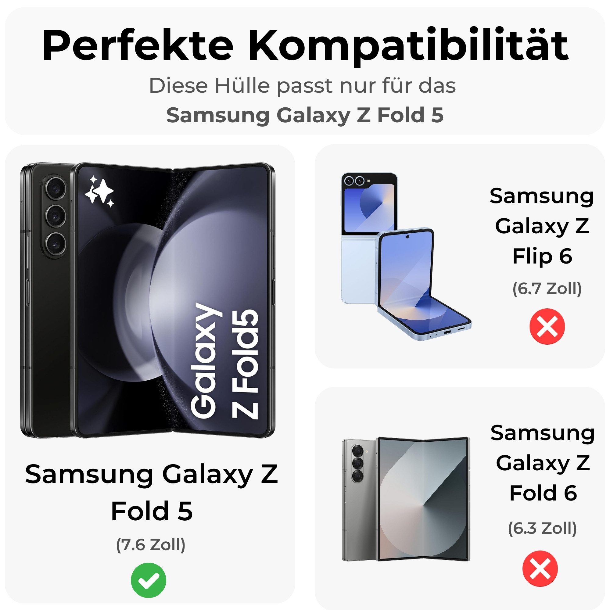betterfon Handyhülle Panzerhülle für Samsung Galaxy Z Fold 5 mit Kameraschutz & Ringhalter, Outdoorhülle mit Smartstand und Silikonkern
