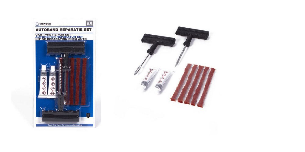 Benson Tools Reifen-Reparaturset Auto & Motorradreifen Reparaturset 9 teilig, 1-St., Reifenreparatur-Set 9-teilig für Notfälle geeignet