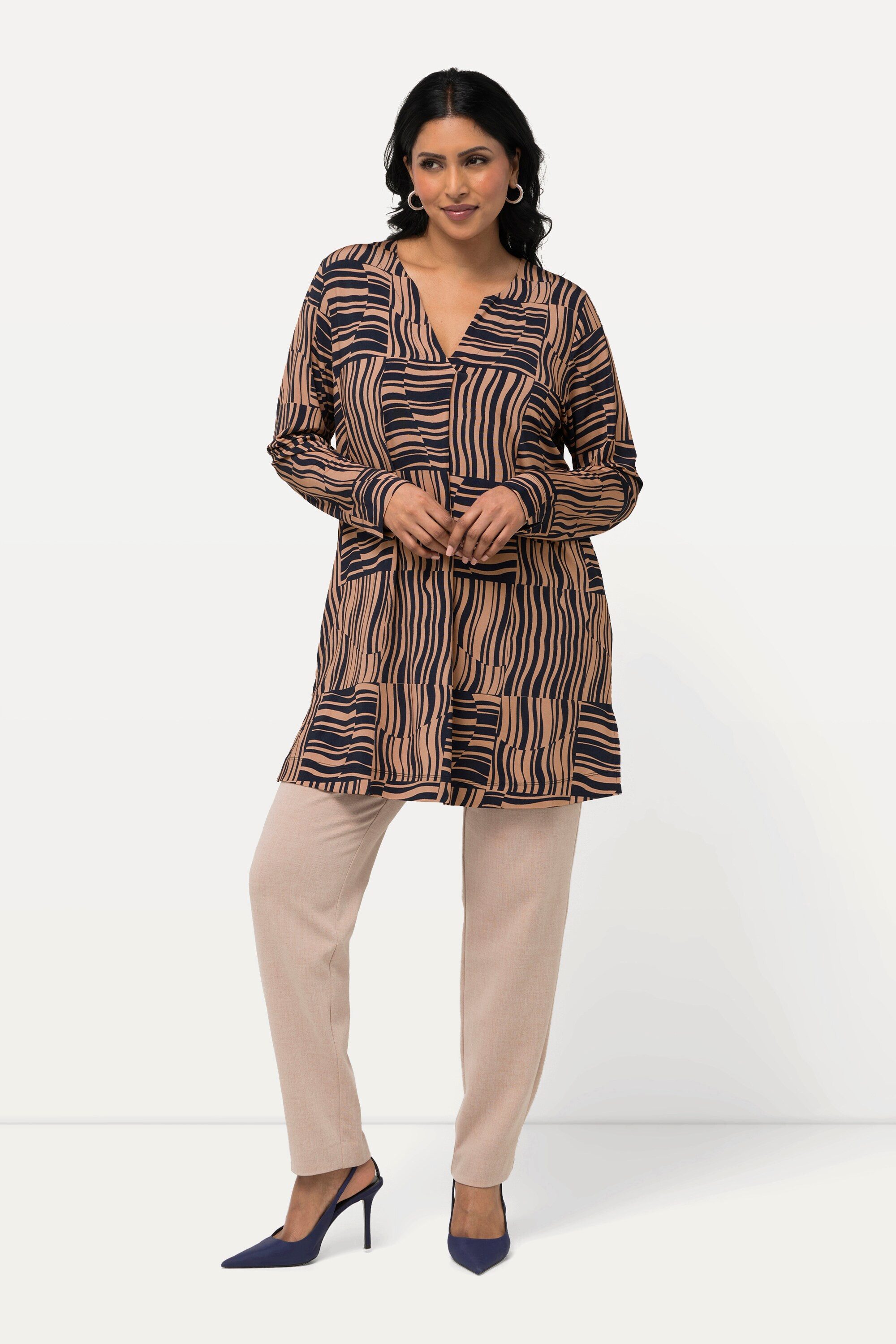 Ulla Popken Longshirt Long-Slinkyshirt A-Linie Tunika-Ausschnitt günstig online kaufen