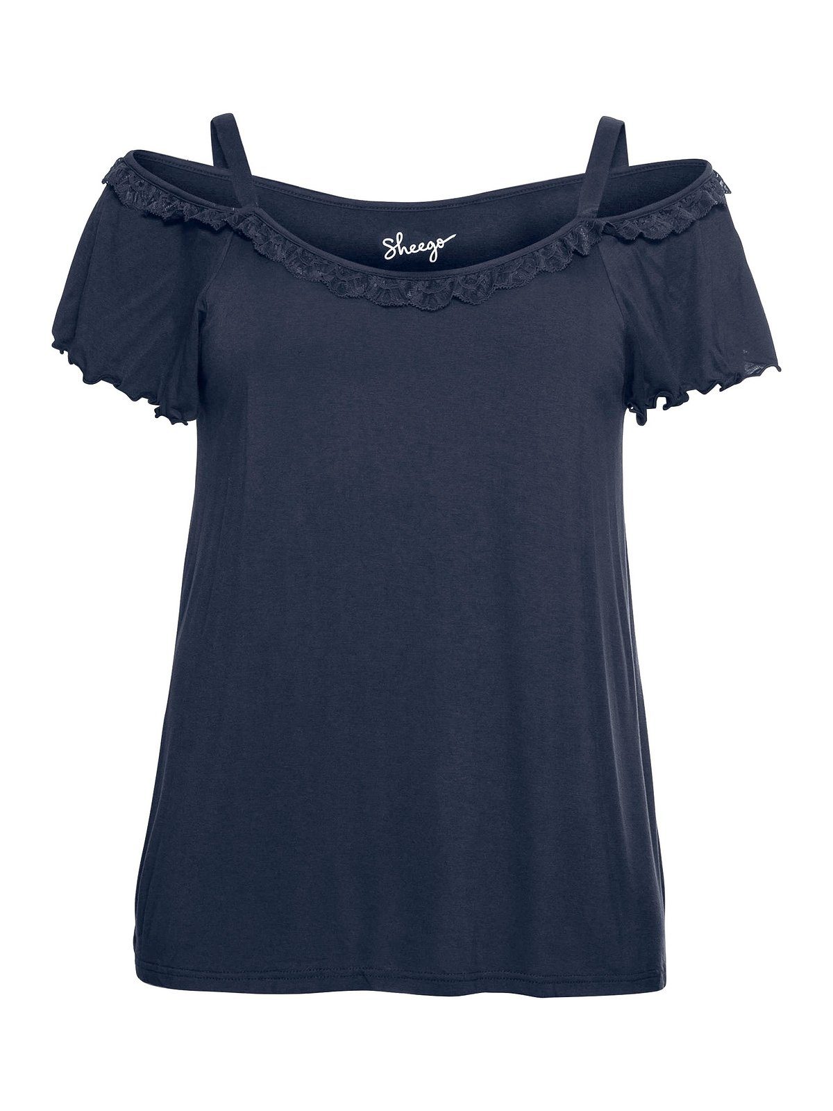 Große Größen T-Shirt mit Flügelärmeln Sheego Carmen-Stil im