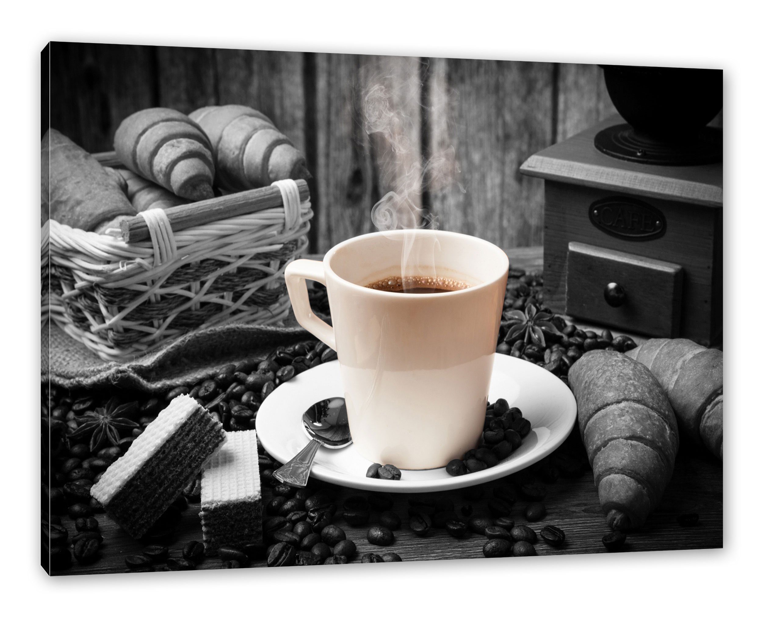 Pixxprint Leinwandbild frisch aufgebrühter Kaffee, frisch aufgebrühter Kaffee (1 St), Leinwandbild fertig bespannt, inkl. Zackenaufhänger