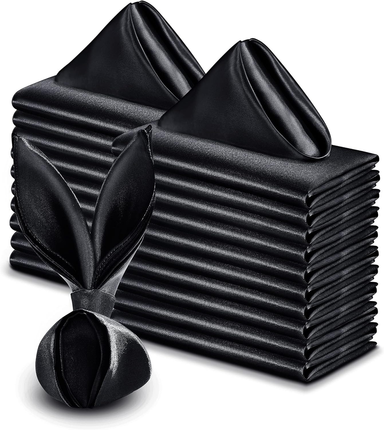 LIANNA Stoffserviette Schwarze Servietten 43x43 cm, 20 Stück, seidig & wiederverwendbar, (Set, 20 St., Schwarze Servietten 43x43 cm, 20 Stück, seidig & wiederverwendbar)