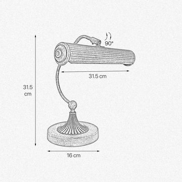 Licht-Erlebnisse Schreibtischlampe BIANKA, ohne Leuchtmittel, Tischlampe in Bronze Antik matt E14 31,5 cm Messing Jugendstil